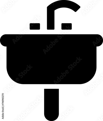 Sink icon or symbol in b&w color.