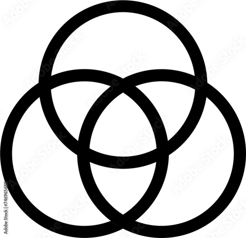 Cmyk or rgb color circle icon in line art.