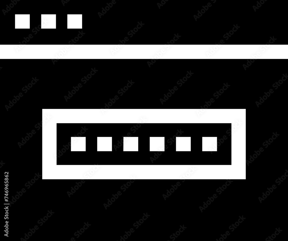 Password login application window glyph icon. Password login application window glyph icon.