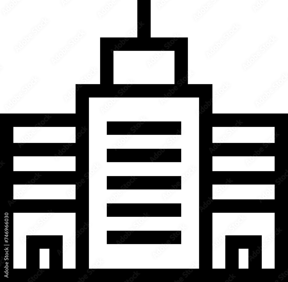 Line art illustration of building icon. Line art illustration of building icon.