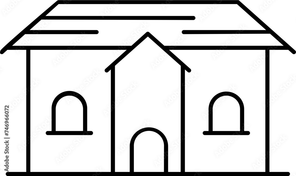 Illustration of home icon in black line art. Illustration of home icon in black line art.