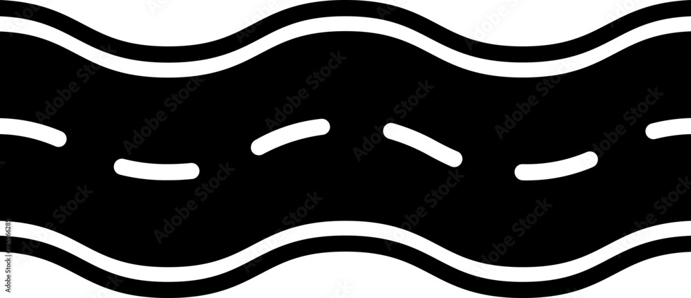 B&W illustration of waving road icon. B&W illustration of waving road icon.