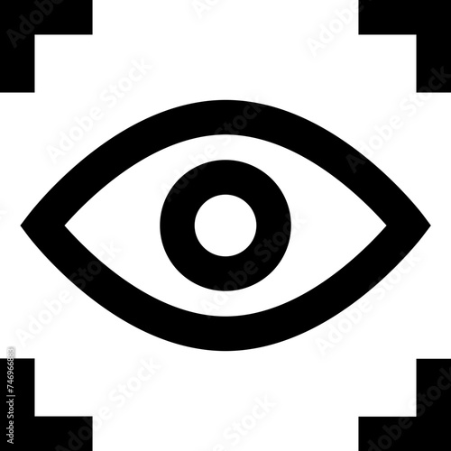 Illustration of eye scanner icon or symbol.