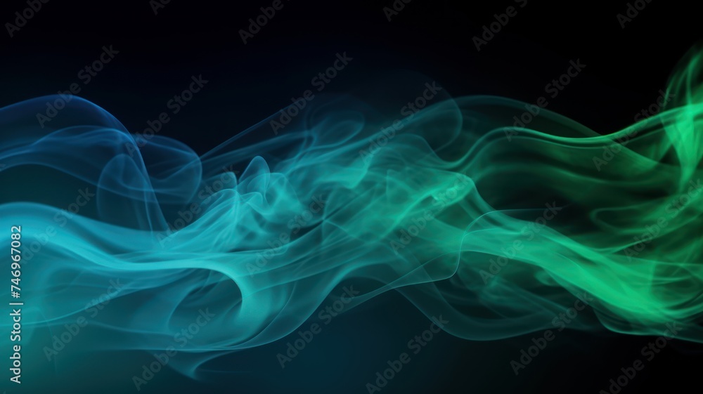 Abstract backdrop Cloud of green and blue smoke on a black texture background. Abstract backdrop Cloud of green and blue smoke on a black texture background.