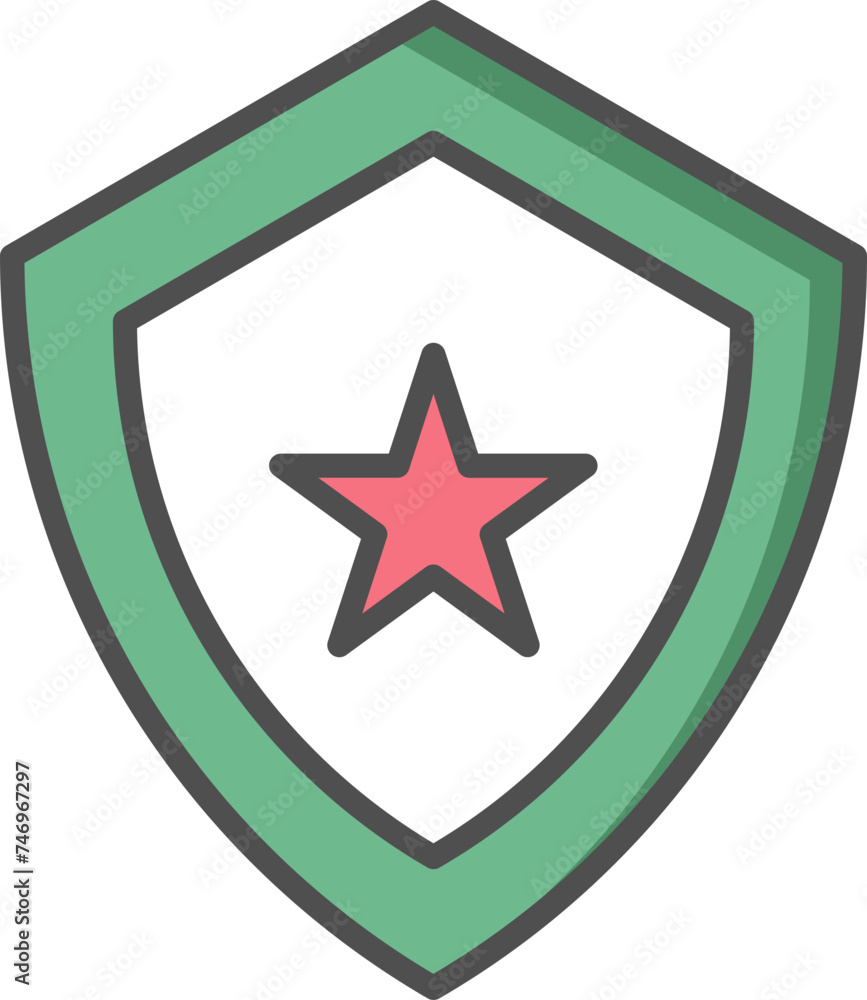 Star with Shield icon in flat style. Star with Shield icon in flat style.