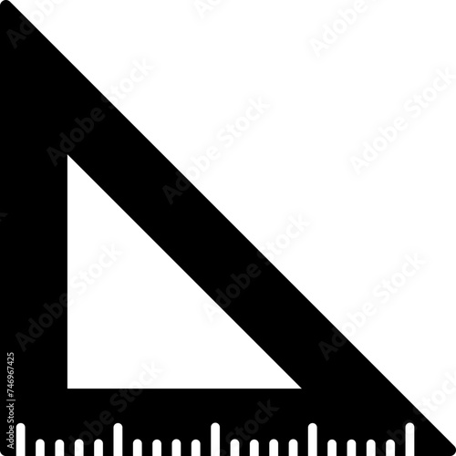Glyph triangle ruler scale icon or symbol.
