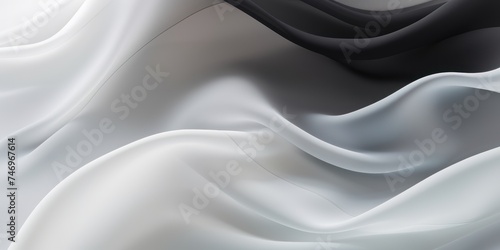 Abstract white and Black silk fabric weave of cotton or linen satin fabric lies texture background.