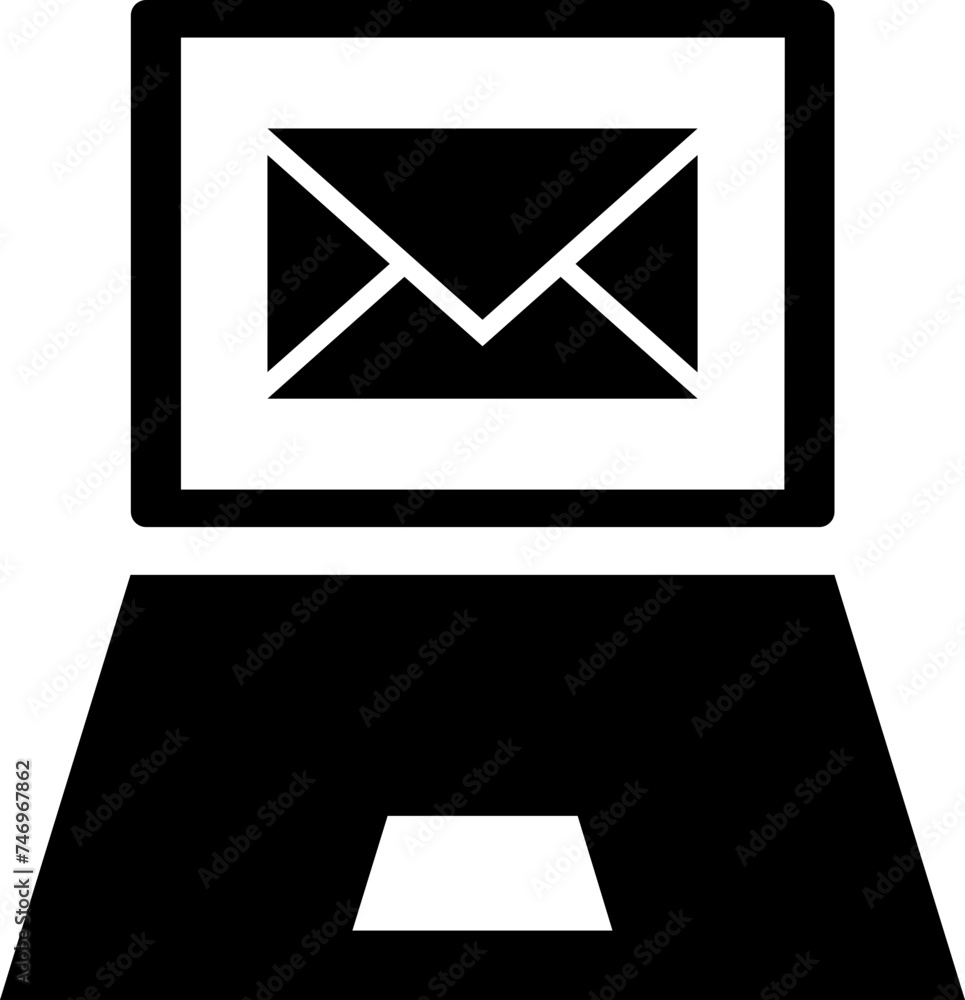 Mail on laptop screen icon.