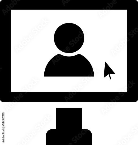 Selected user in laptop screen glyph icon.