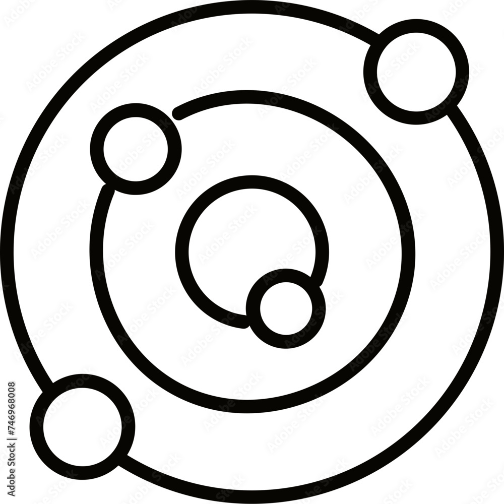 Solar system icon in black line art. Solar system icon in black line art.