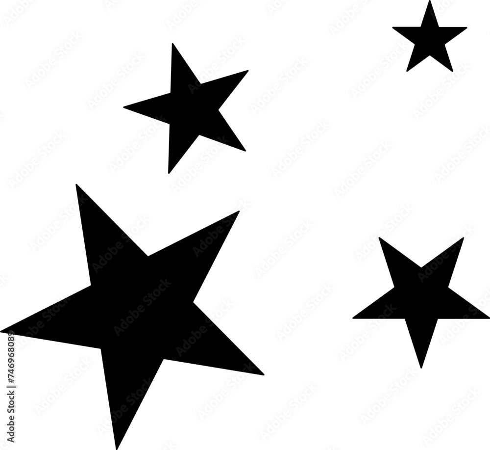 Flat style stars icon in black color. Flat style stars icon in black color.