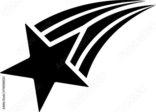 Falling star glyph icon or symbol.