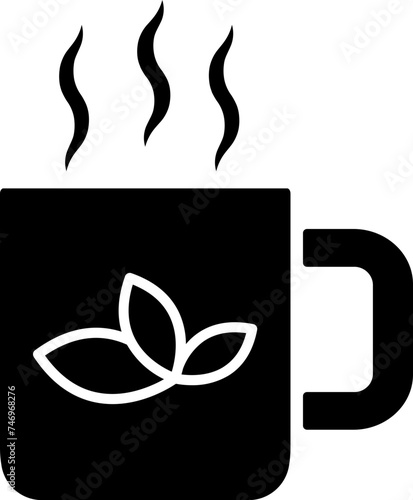 Green tea icon in B&W color.