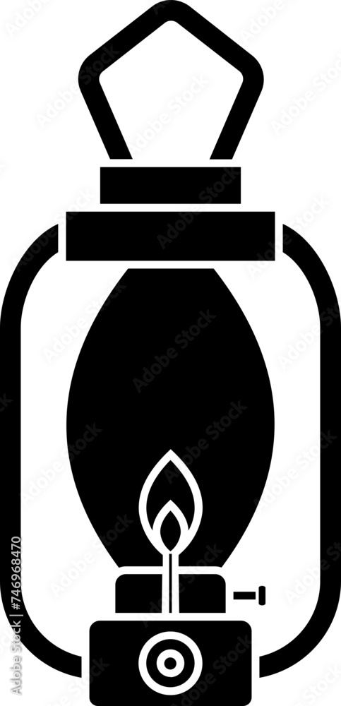 Fototapeta premium B&W illuminated lantern icon. 