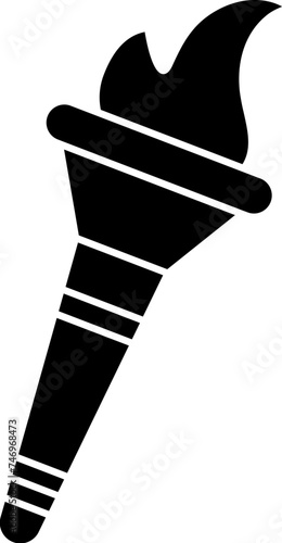B&W flaming torch icon or symbol.