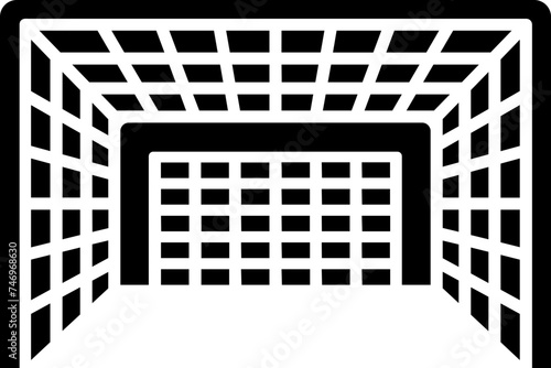 Football goal net icon in glyph style.