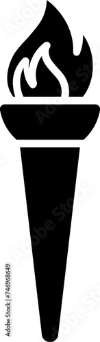 Flaming torch glyph icon in flat style.