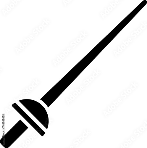 B&W illustration of sword icon.