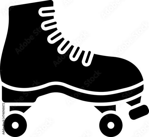 B&W skating shoe icon in flat style.