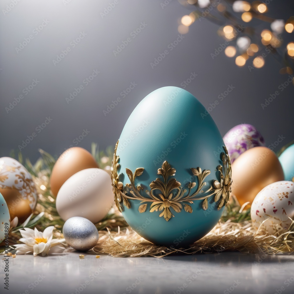 Easter eggs in a basket, Easter egg wallpaper, Easter egg background, easter on white isolate, colorful Easter egg wallpaper and green grass, eggs with flower,