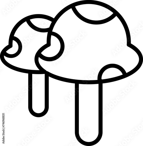 Flat style mushroom icon in black line art.