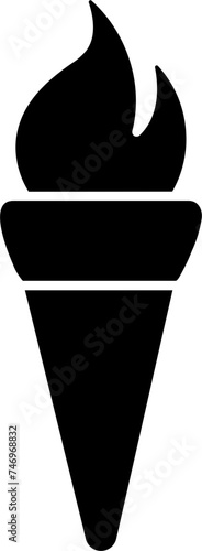 Flaming torch glyph icon or symbol.
