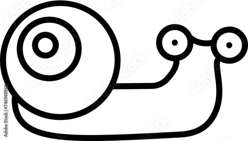 Snail icon in black cline art.