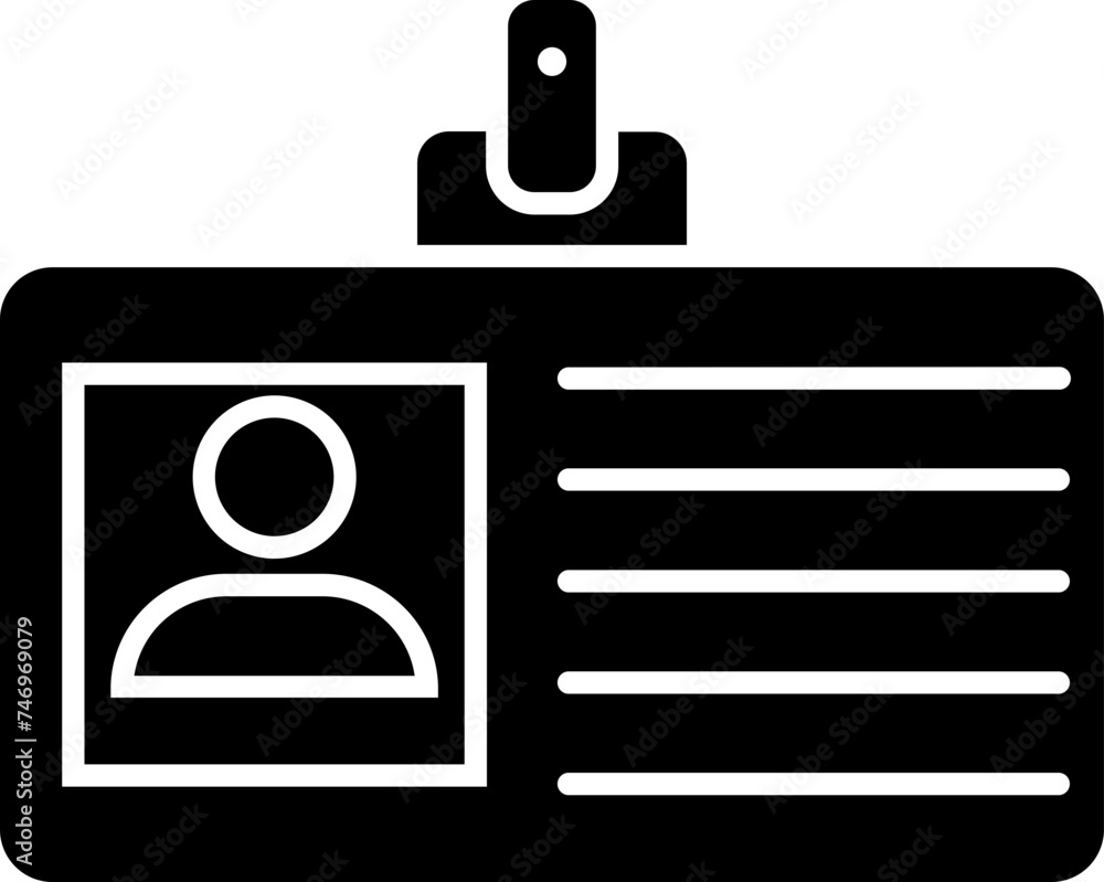 Identity card in b&w color. Glyph icon or symbol. Identity card in b&w color. Glyph icon or symbol.