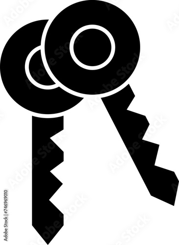 key pair icon or symbol in b&w color.
