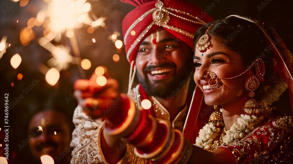 Indian Couple with Sparklers