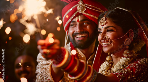 Indian Couple with Sparklers