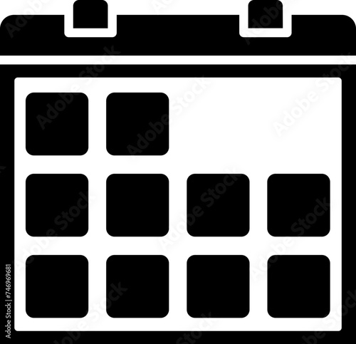 B&W calendar icon in flat style.