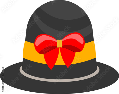 Woman hat icon in black and red color.