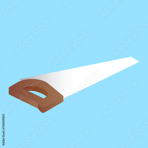 3D illustration of hand saw icon.