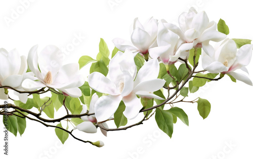 Graceful Magnolia Tree in a Background Setting Isolated on Transparent Background PNG.