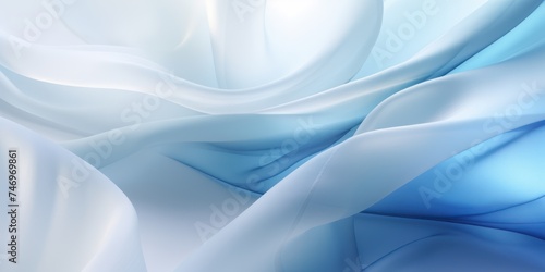 Abstract white and Blue silk fabric weave of cotton or linen satin fabric lies texture background.
