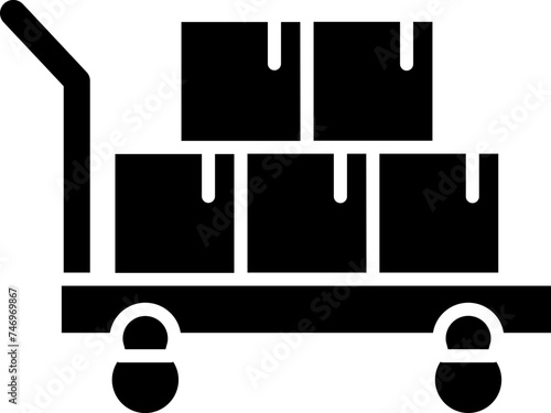 Glyph illustration of cargo pushcart icon or symbol.