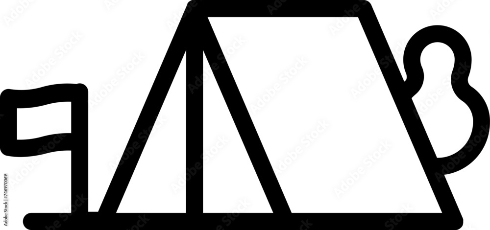 Camping tent icon in line art. Camping tent icon in line art.