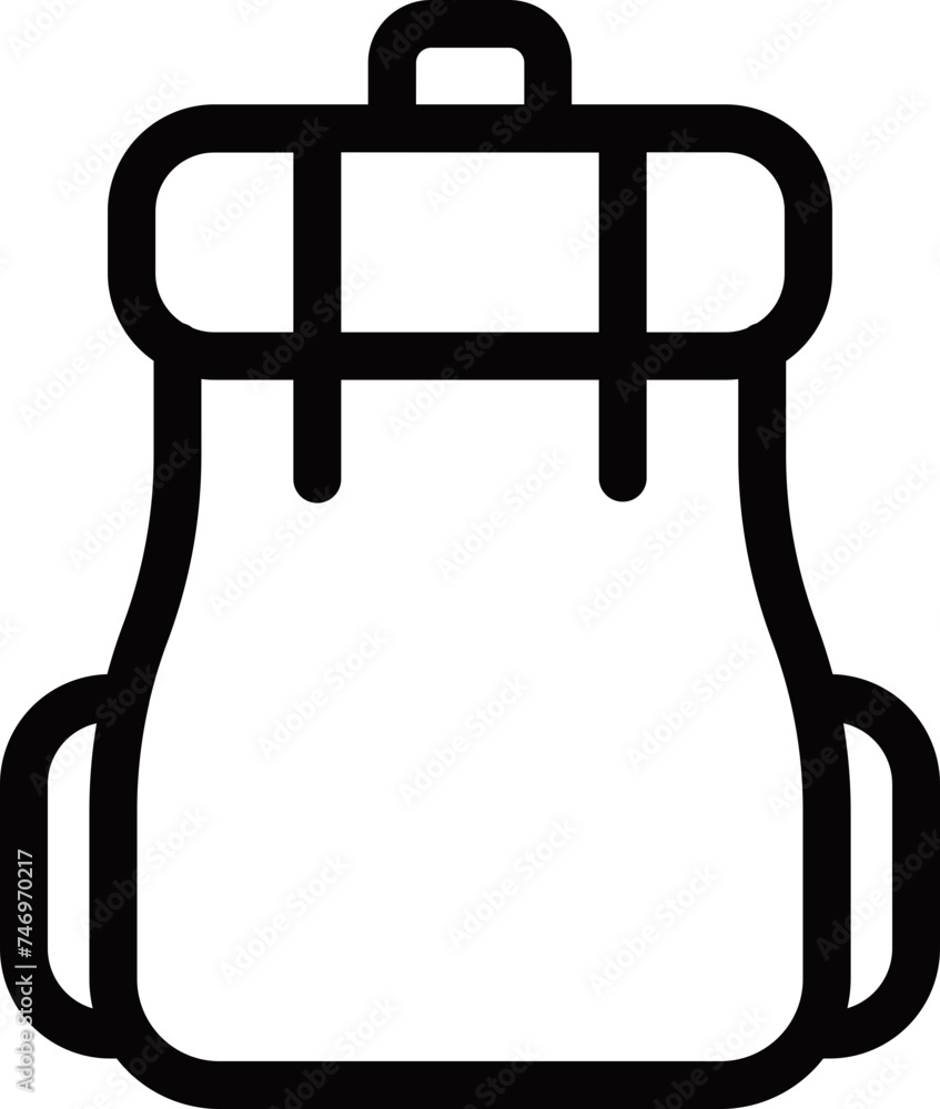 Line art illustration of backpack icon. Line art illustration of backpack icon.