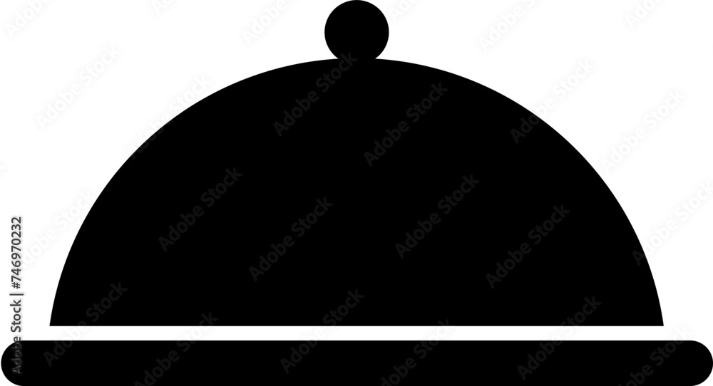 Fototapeta premium Cloche or serving tray glyph icon in flat style.