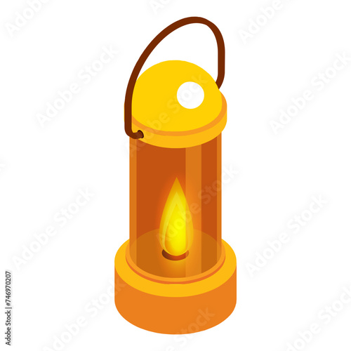 Isometric oil lamp icon in 3d style.