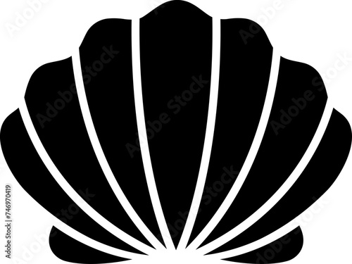 Flat style shell icon in b&w color.