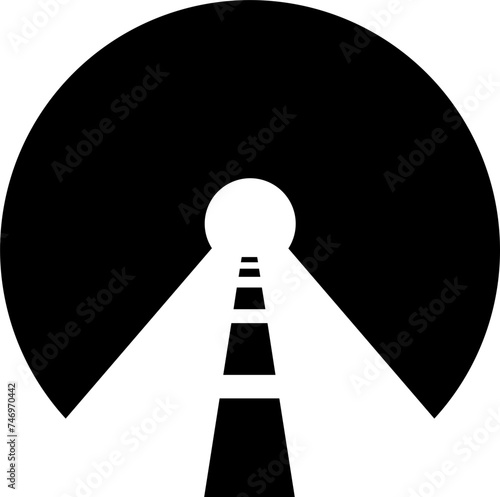 Vector illustration of Road tunnel in b&w color.