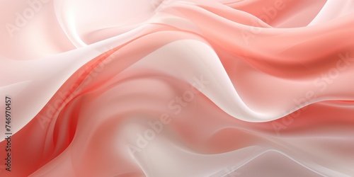 Abstract white and Coral silk fabric weave of cotton or linen satin fabric lies texture background.