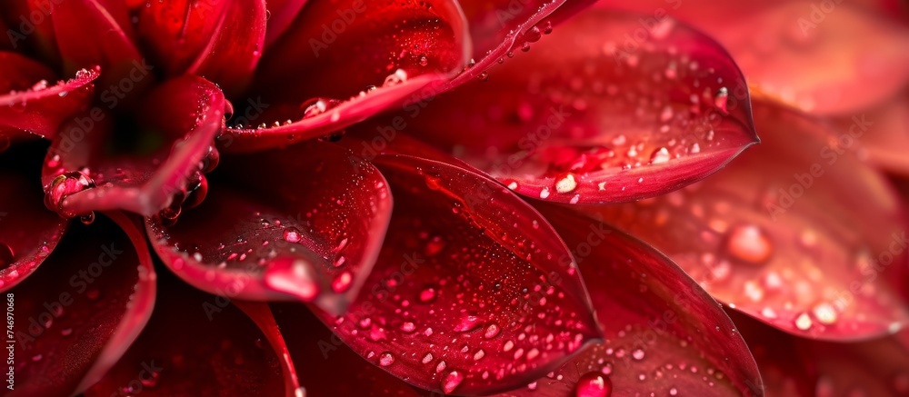A close-up photo of a magenta garden rose with dew drops on its petals, showcasing the beauty of this terrestrial flowering plant from the rose family. A close-up photo of a magenta garden rose with dew drops on its petals, showcasing the beauty of this terrestrial flowering plant from the rose family.
