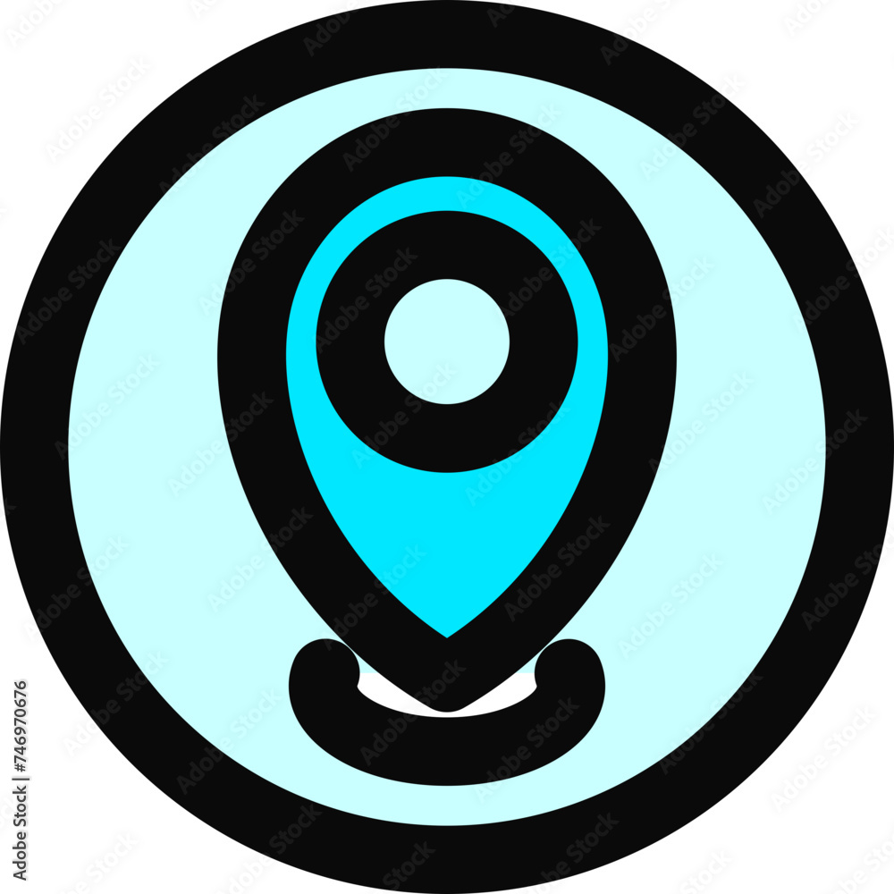 Location Pointer or Gps icon in blue and black color. Location Pointer or Gps icon in blue and black color.