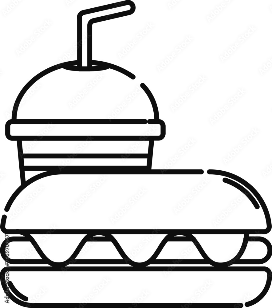 Illustration of fast food icon in line art. Illustration of fast food icon in line art.