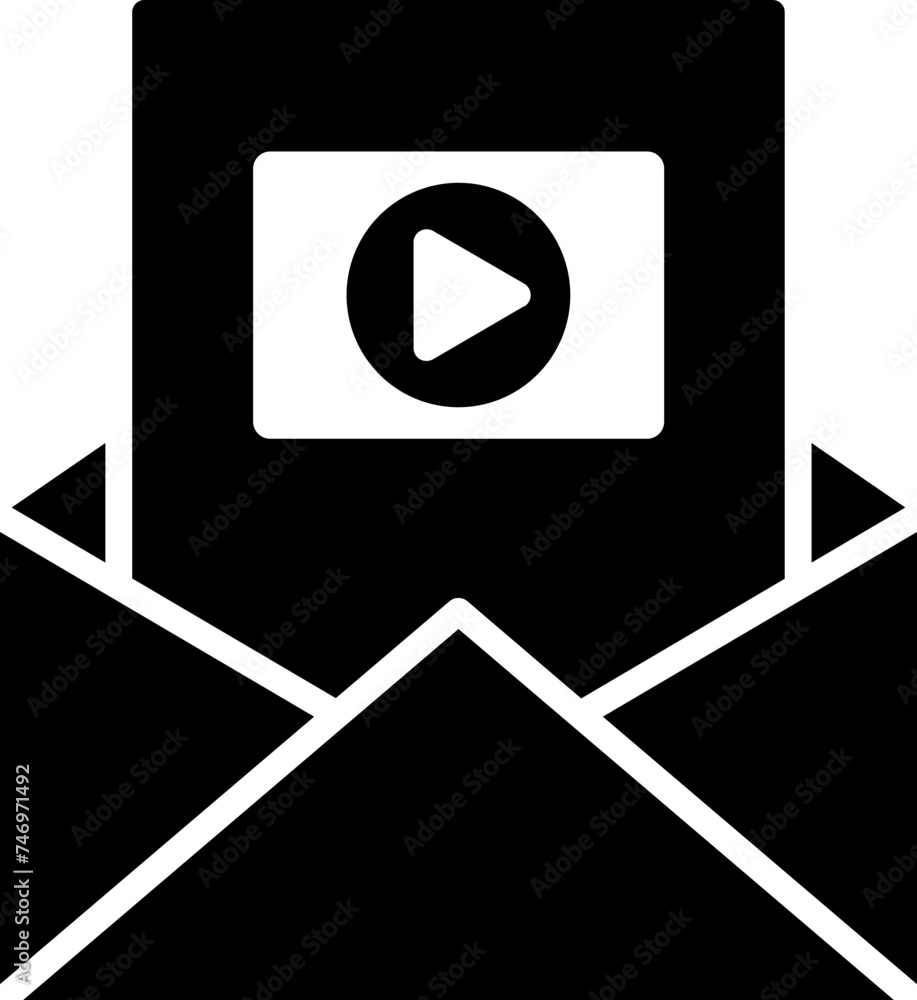 Illustration of video message or email glyph icon. Illustration of video message or email glyph icon.