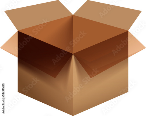 Open package or cardboard box in brown color.