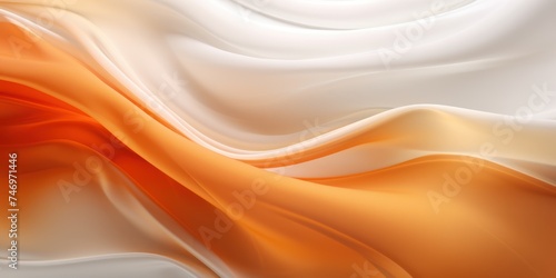 Abstract white and Dark Orange silk fabric weave of cotton or linen satin fabric lies texture background.